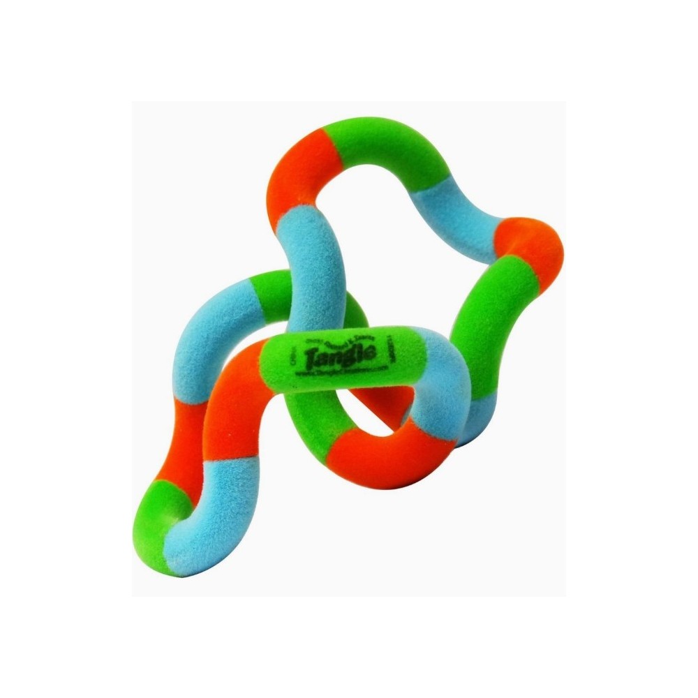 Tangle Jr. Fuzzies – Rose/Violet/Vert – Jouet Sensoriel à Tordre, Anti-stress, Motricité Fine, Dès 3 Ans, Boîte Officielle